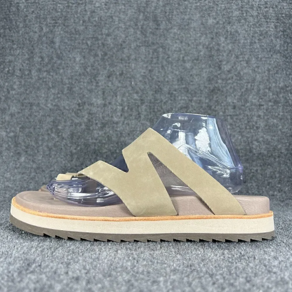 Merrell Sandals Womens 10 Juno Wrap Toe Loop Slip On Slides Taupe Moon Leather